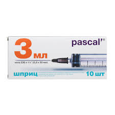 ПАСКАЛЬ ШПРИЦ 3-Х КОМП. 3МЛ. С ИГЛОЙ 23G 0,6Х30ММ. №10 [PASCAL]